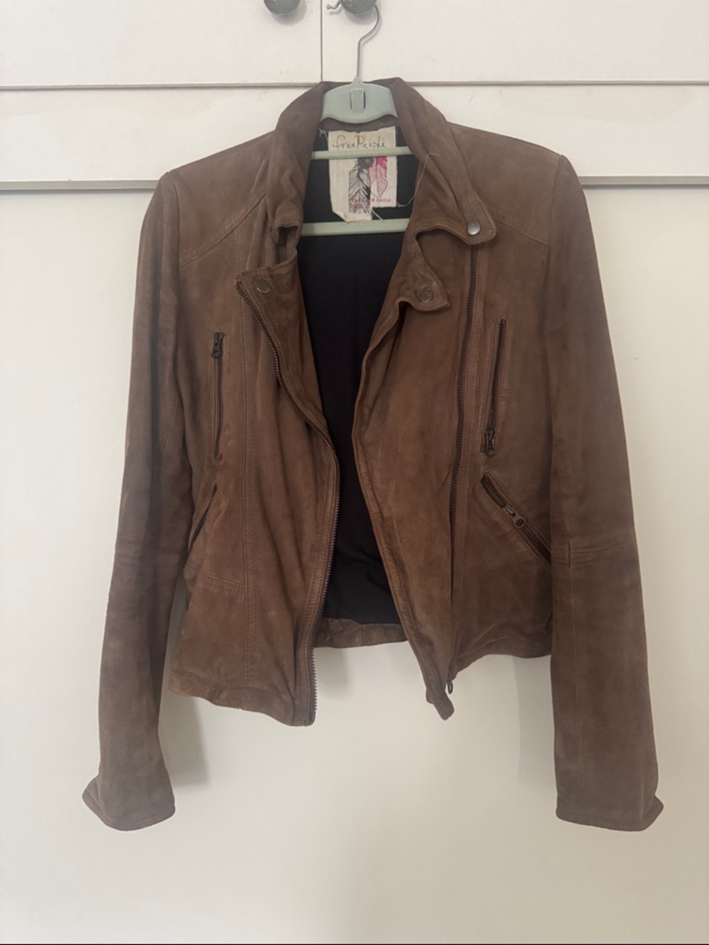 Free People Brown Suede Asymmetric Moto Jacket